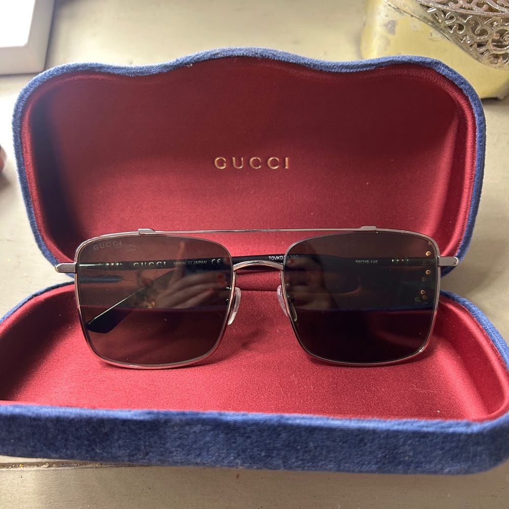 Gucci Black and Silver Sunglasses